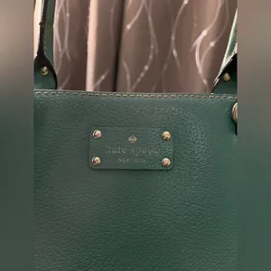 Kate Spade Blue Green with pink lining 3 compartment shoulder bag thumbnail 2