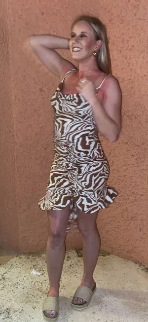 SheIn Brown and White Zebra Print Dress With Drawstring thumbnail 2