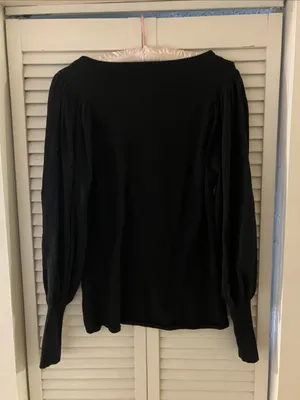Apiece Apart Dewi Cotton Cashmere Blend Black Puff Sleeve Sweater Size Large thumbnail 6