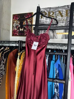 Princess Polly Fadyen Bias Cut Maxi Dress Burgundy Satin Lace Bust XS 2 New NWT thumbnail 8