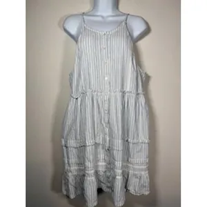 FREE PEOPLE Desert Days Stripped‎ Mini Dress Med Blue Boho Coastal Cottagecore thumbnail 3