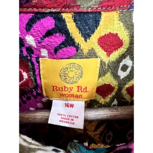 Ruby Rd. Woman Button Up Top Womens 16W Geometric Eclectic‎ Artsy Whimsigoth thumbnail 3