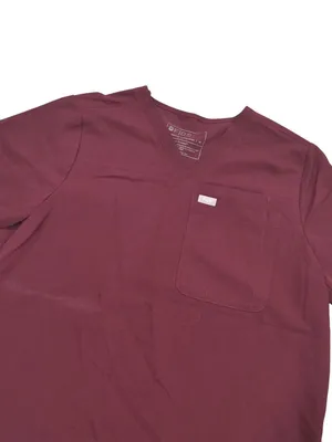 Figs Burgundy Technical Collection Medical Scrub Top With V-Neck & Pocket M thumbnail 4