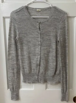 J. Crew M Lightweight‎ Gray Alpaca Wool Cardigan Sweater Minimalist Runs Small thumbnail 1