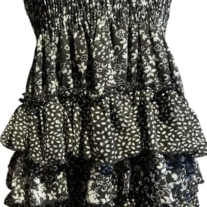CZ Cover Up Smocked Layered Ruffle Dress Med Boho Chic Fairy Cottage Whimsey thumbnail 3