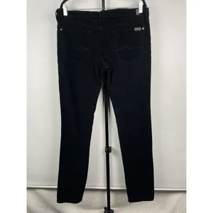7 For All Mankind Black Roxanne Corduroy Mid Rise‎ Jeans Size 32 thumbnail 4