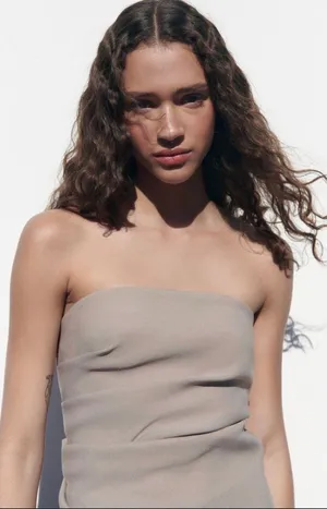 ZARA Runched Strapless Top thumbnail 4