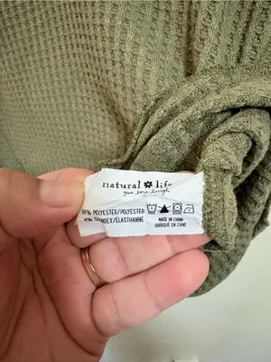 NATURAL LIFE Olive Ribbed Long-Sleeve Henley thumbnail 4