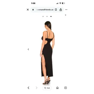 Lovers and Friends Olivia Maxi Dress Black Stretchy Bodycon Cut Out Waist Sz S thumbnail 2