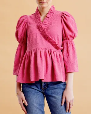 byTiMo Bubble Wrap Blouse in Pink Size XS thumbnail 1