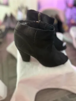 Bamboo•Black Faux Suede•Peep•Toe Ankle Boot•Size 9• 4”Block Heel thumbnail 3