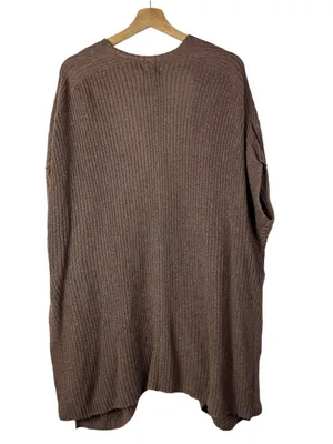 Universal Thread Dark Brown Open Knit Short Sleeve Tunic Cardigan Sweater M thumbnail 2