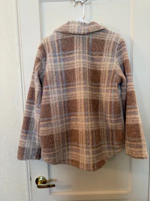 Hollister Plaid Sherpa Fleece Shirt Jacket Shacket thumbnail 3