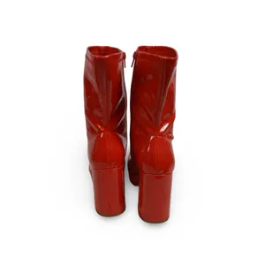 Dream Paris Women Mid Calf Gogo Platform Boots Block Heel Square Toe Red 8.5 thumbnail 3