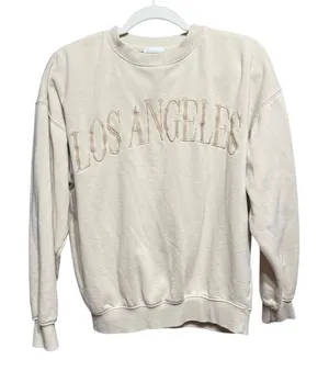 Reflex Cream Los Angeles Women’s Sweatshirt Sz S minimalist 90s y2k graphic‎ thumbnail 1