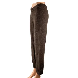NEW Zara Women's Brown Wool High Rise Knit Wide Leg Baggy Trousers Pants Size S thumbnail 3
