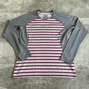 Patagonia Shirt Womens Medium Capilene 3 Midweight Crew Baselayer Top Striped thumbnail 1