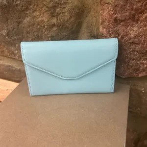 Wallet Light Blue Envelope Clutch by Travel Wallet Zoppen-Great Shape & Clean! thumbnail 9