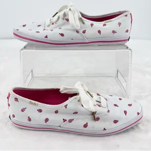 Kate Spade X Keds Ladybug Sneakers White Pink Gold Whimsical Bug Bling Size 8 thumbnail 1
