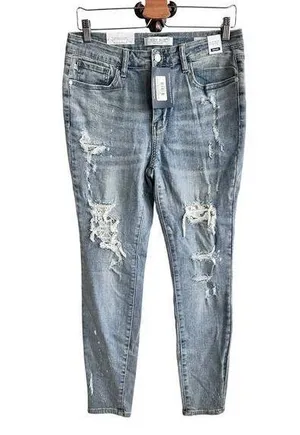 NWT Judy Blue mid rise‎ distressed skinny jeans size 30 thumbnail 1