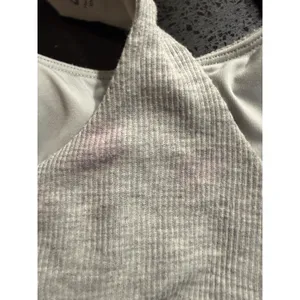 Alo Yoga Womens Ribbed Racerback Handkerchief Hem Tank Top Heather Gray S thumbnail 6
