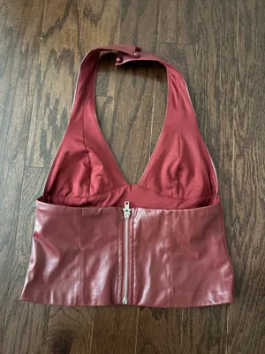 Edikted faux red leather halter top thumbnail 2