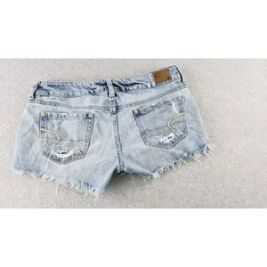 American Eagle Womens Sz 4 Distressed Denim Shorts Hi Rise Micro Short 32" Waist thumbnail 5