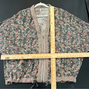 Free People Windflowers Printed Kinched Zip Kimono Grey XS/S thumbnail 7
