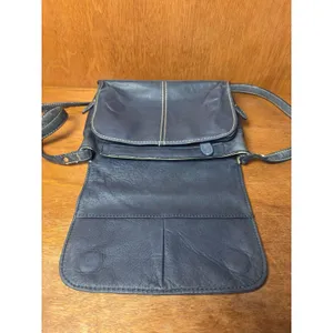 Coldwater Creek Dusty Blue Leather Flap Crossbody Bag Soft Pebbled Adjustable Strap thumbnail 9