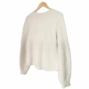 Joie Stavan Sweater Large Snow Ivory Metallic Wool Alpaca Twist Front Pullover thumbnail 6