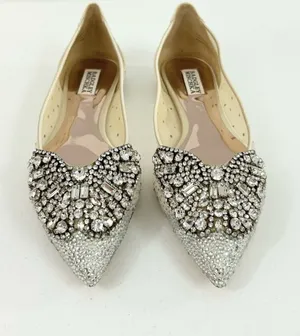 Badgley Mischka Quinn Embellished Flats Gold Satin Size 9.5 NWOT thumbnail 1