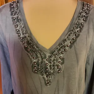 Vtg 90s Beaded tie dye Nature Art long sleeve top thumbnail 5