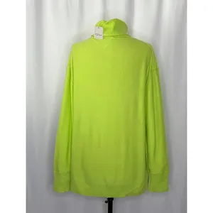 NWT!! FREE PEOPLE Treasure Turtleneck Cashmere Sweater Lime Punch Knit Large thumbnail 9