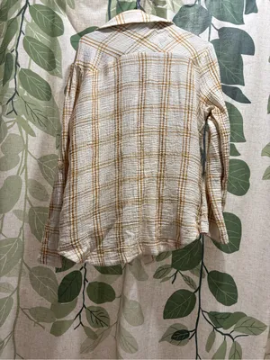Mystree Cream and Tan Plaid Button-Down Shirt thumbnail 4