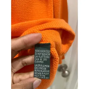 Lauren By Ralph Lauren Orange Fisherman Mock Neck Knit Sweater Sz S thumbnail 6