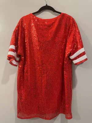 Fantastic Fawn Oversized Sparkly Sequin Sports Jersey Gameday Dress thumbnail 5