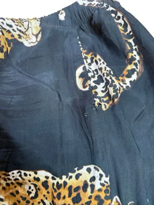 H&M Wide Leg Pull on Tiger Print Pants Black Medium thumbnail 6