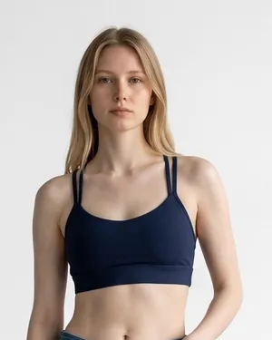 Lululemon Flow Y Nulu Navy blue sports bra Athleisure Racerback Yoga size 6 thumbnail 1