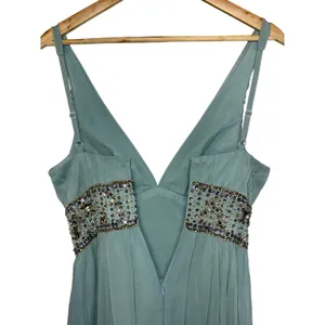 NWT Mandalay AQ Blue Silk Gold Beaded Embellished Mini Cocktail Party Dress Sz 6 thumbnail 12