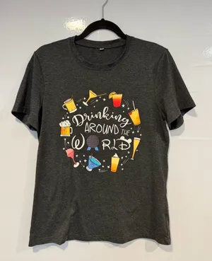 Drinking Around The World Epcot Disney Graphic Tee - Dark Gray thumbnail 1