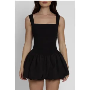 L'eau Bisou Black Bubble Knit Mini Dress XL Square Neck Dropped Waist Party LBD thumbnail 13