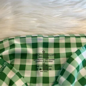 NEW Antonio Melani 5" Bike Shorts High Waisted Size XS Green White Plaid thumbnail 3