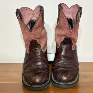Ariat Fatbaby Pink Ostrich Print Leather Western Boots 10000830 Womens 8B thumbnail 3