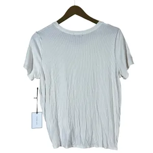 NWT 1.STATE Front Knot Ribbed Knit T-Shirt White Contemporary Casual Size L thumbnail 5