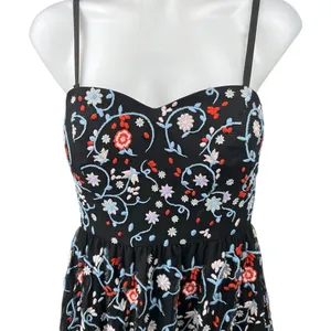 Modcloth Black Floral Tulle Embroidered Sleeveless A Line Midi Dress Size S thumbnail 4