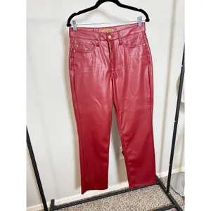 Judy‎ Blue Tummy Control Red Leather Straight Pant Size 5/27 thumbnail 5