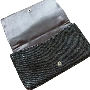 Vintage‎ Beaded Clutch Purse Womens Gray Luxury Holiday Gatsby Cocktail Formal thumbnail 5