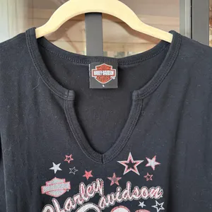 Vintage 2003 Harley Davidson stars baby tank top grommet short sleeve muscle y2k thumbnail 3