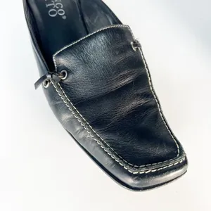 Franco Sarto Black Leather Kitten Heels Mules Shoes Women 7 thumbnail 11
