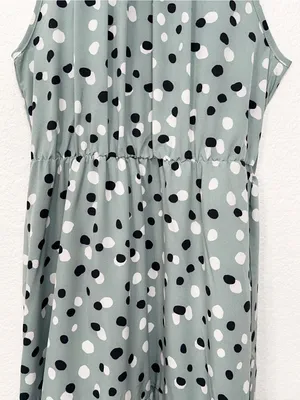 Miss Sparkling Sage Green Polka Dot Tiered Maxi Dress Belted Adjustable Strap thumbnail 5